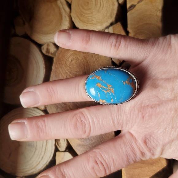 New Copper Turquoise 925 Silver Ring. - Picture 9 of 12